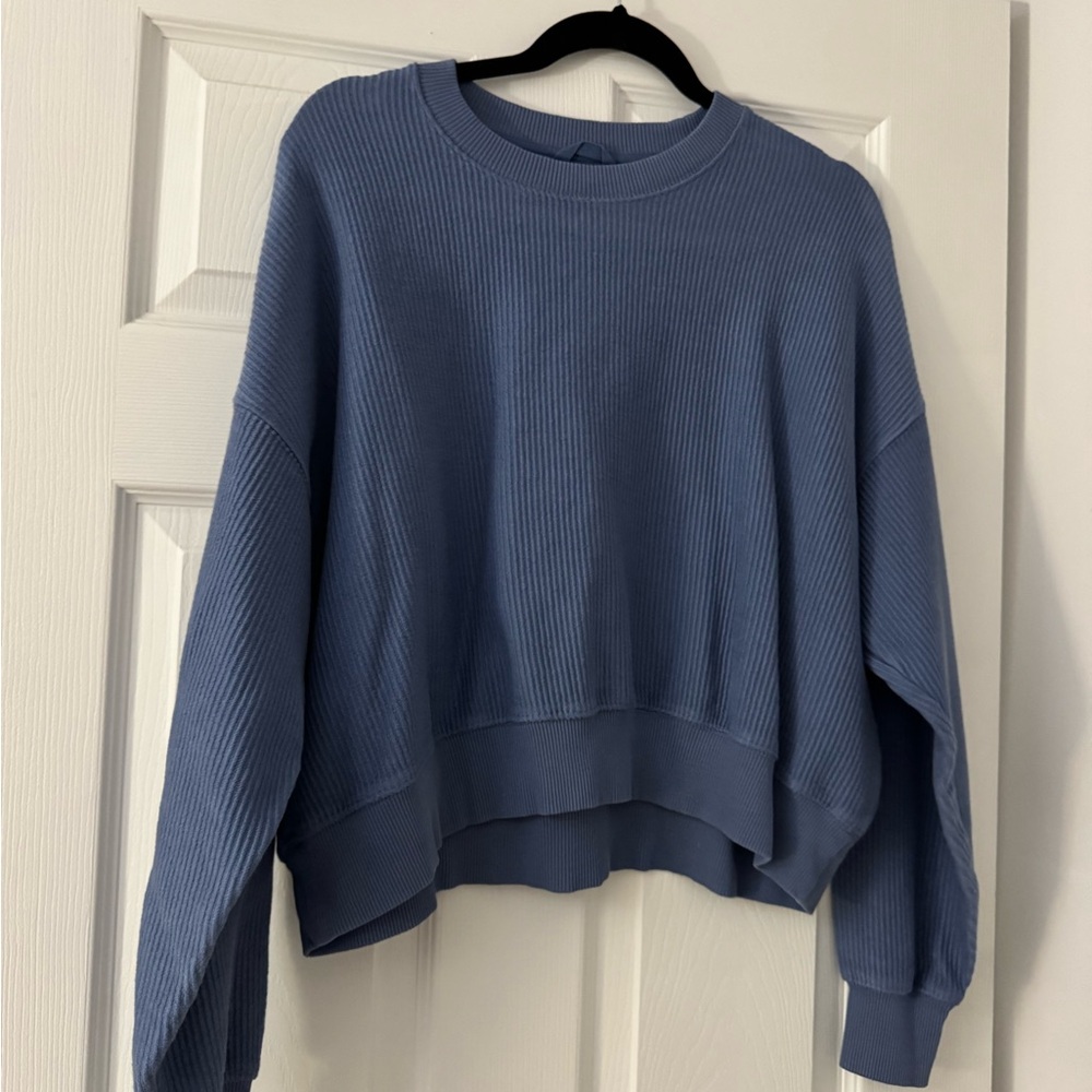 Aerie Blue Corded Cropped Sweatshirt